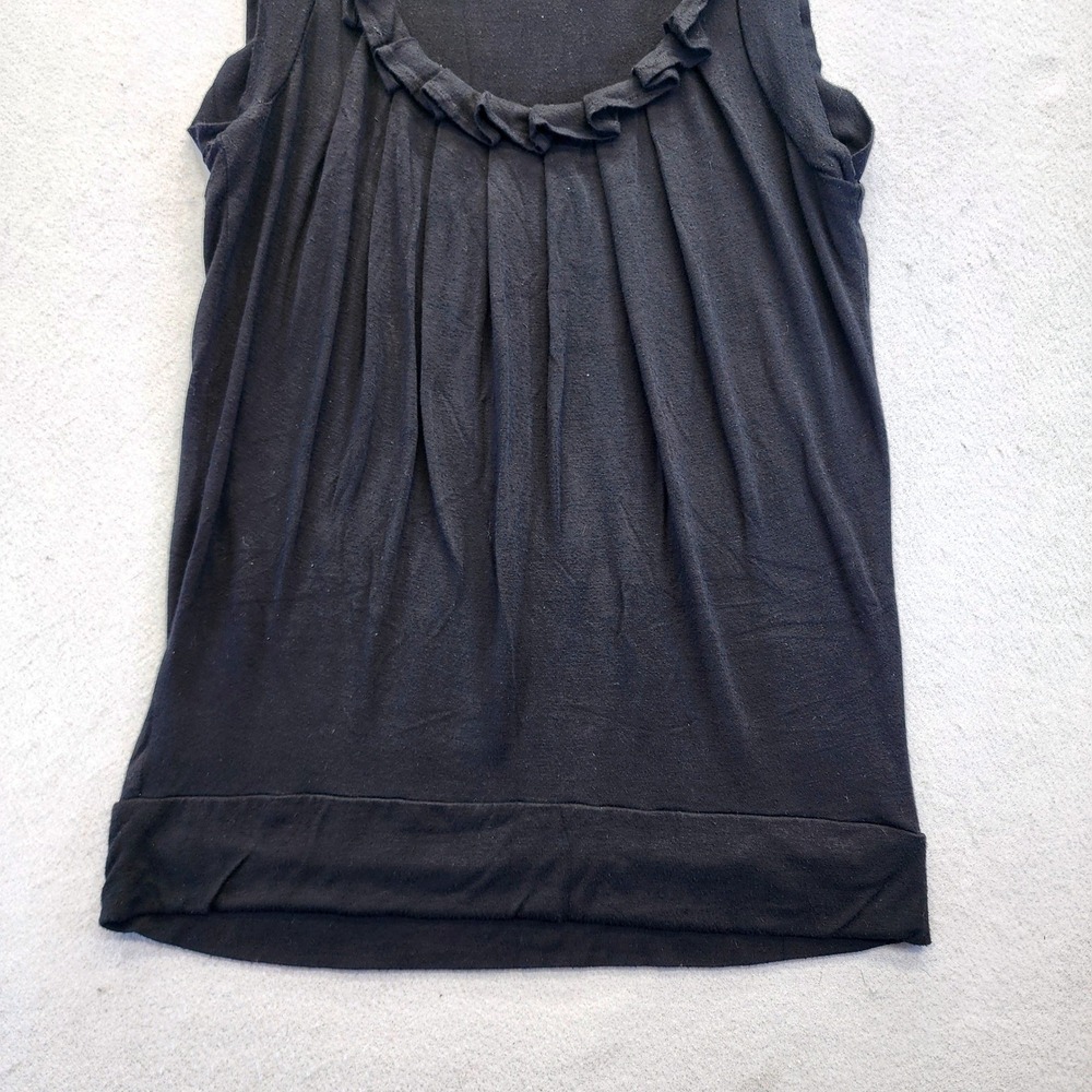 Michael Michael Kors Black Ruffle Neck Pleated Sleeveless Top Shell  Medium - Picture 4 of 11
